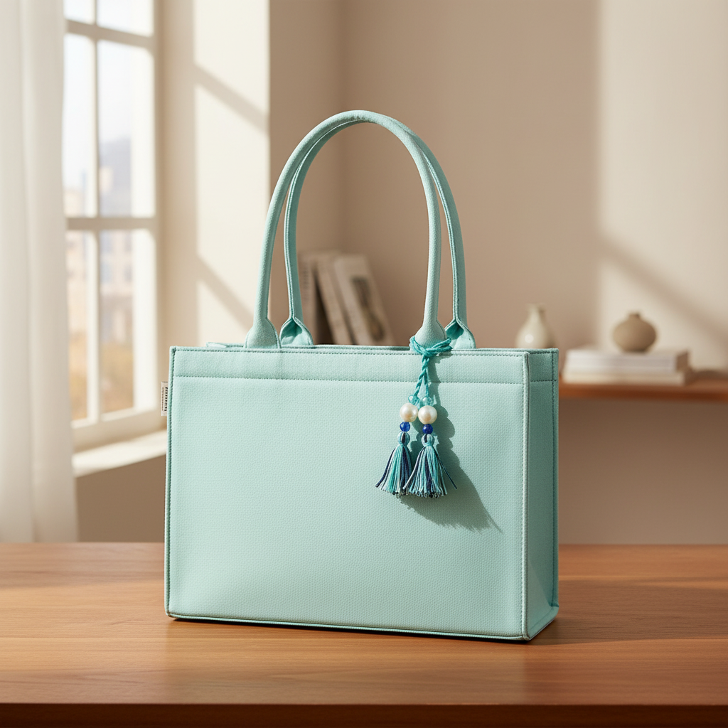 Boho Chic Sky Cotton Tassel Tote – Versatile Everyday Handbag