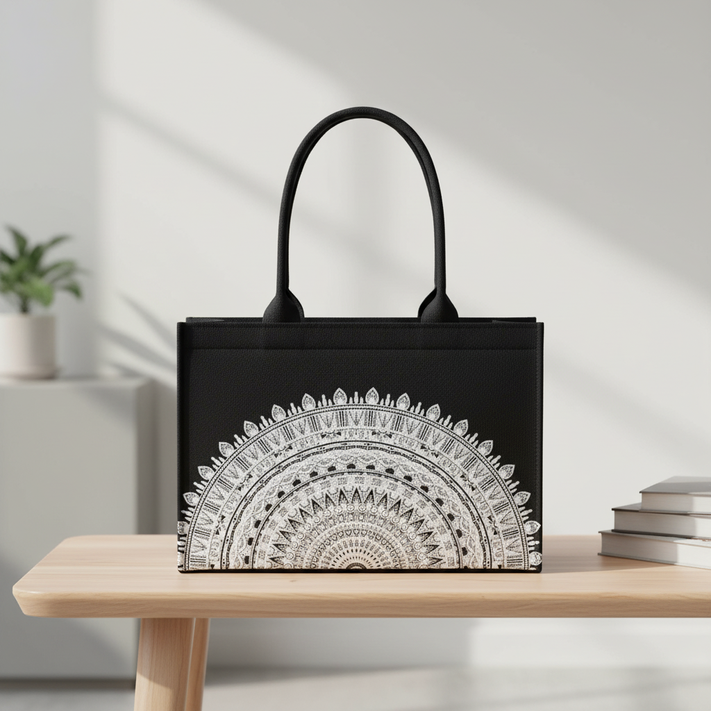 Black Mandala Grace Tote – Eco-Chic Statement Bag