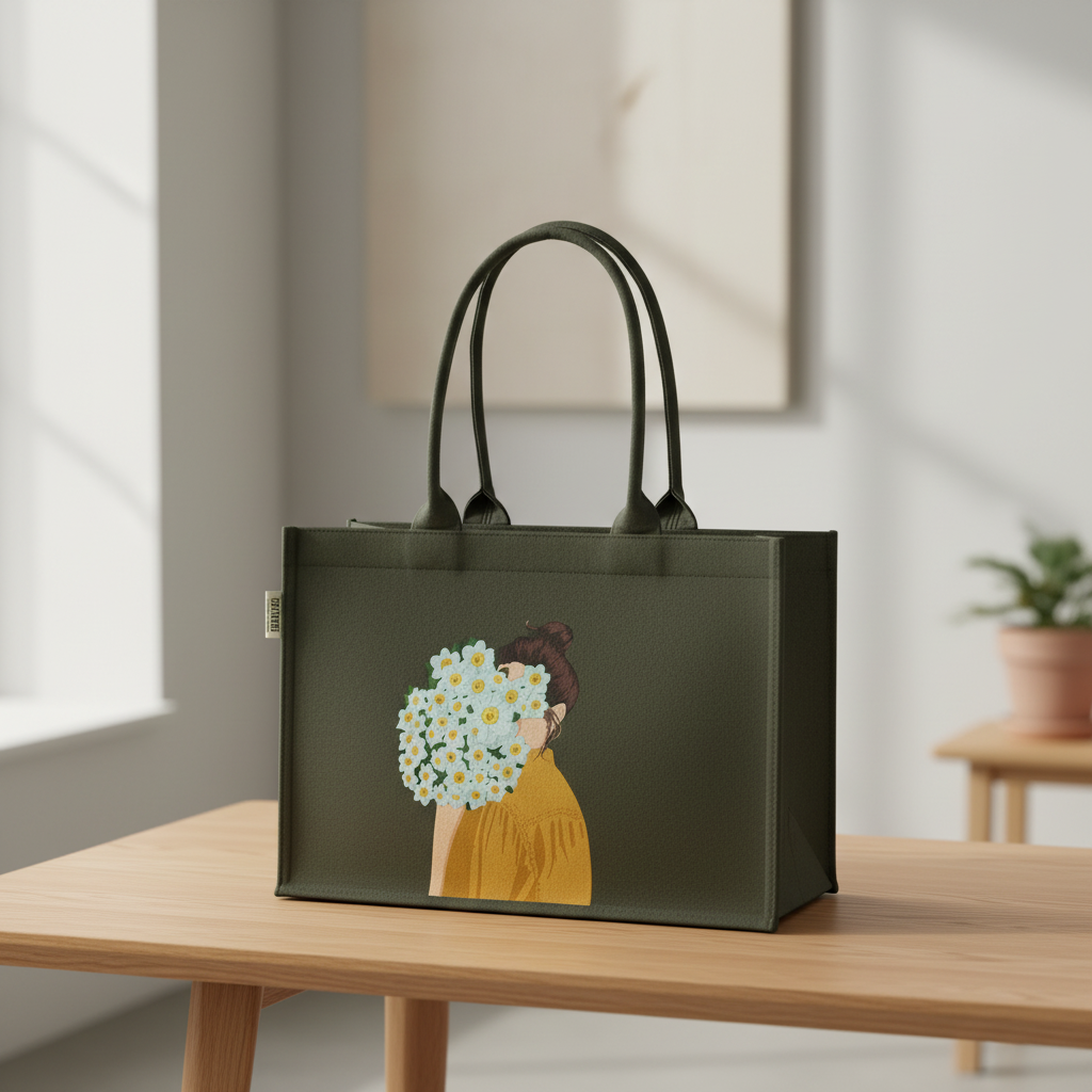 Canvas Bag -  Green Mimi Girl Corsage