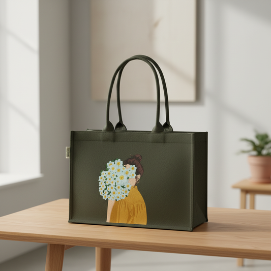 Canvas Bag -  Green Mimi Girl Corsage