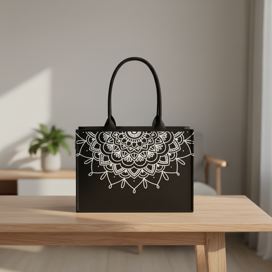 Obsidian Mandala Luxe Tote – Eco-Chic Statement Bag