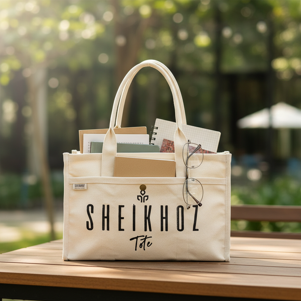 Off-White Striped Canvas Tote Bag – Stylish & Versatile