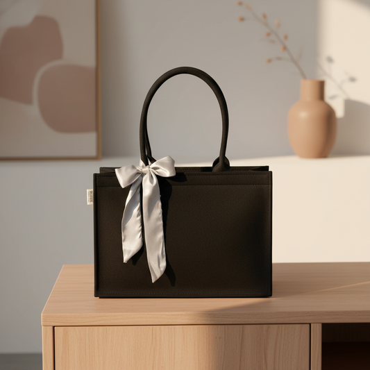 Black Knotted Velvet Tote Bag – Elegant & Eco-Friendly Handbag