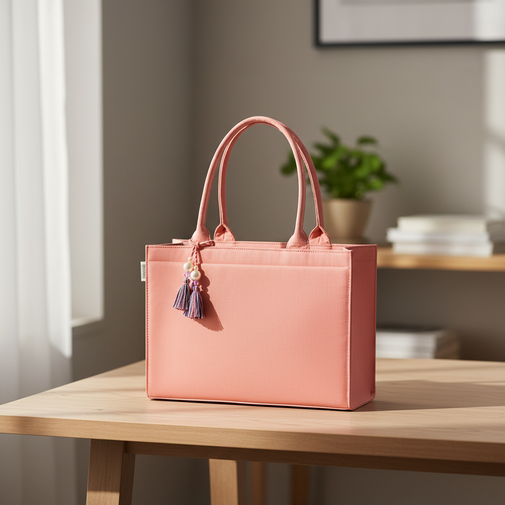 Boho Chic Pink Cotton Tassel Tote – Versatile Everyday Handbag