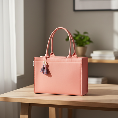 Boho Chic Pink Cotton Tassel Tote – Versatile Everyday Handbag