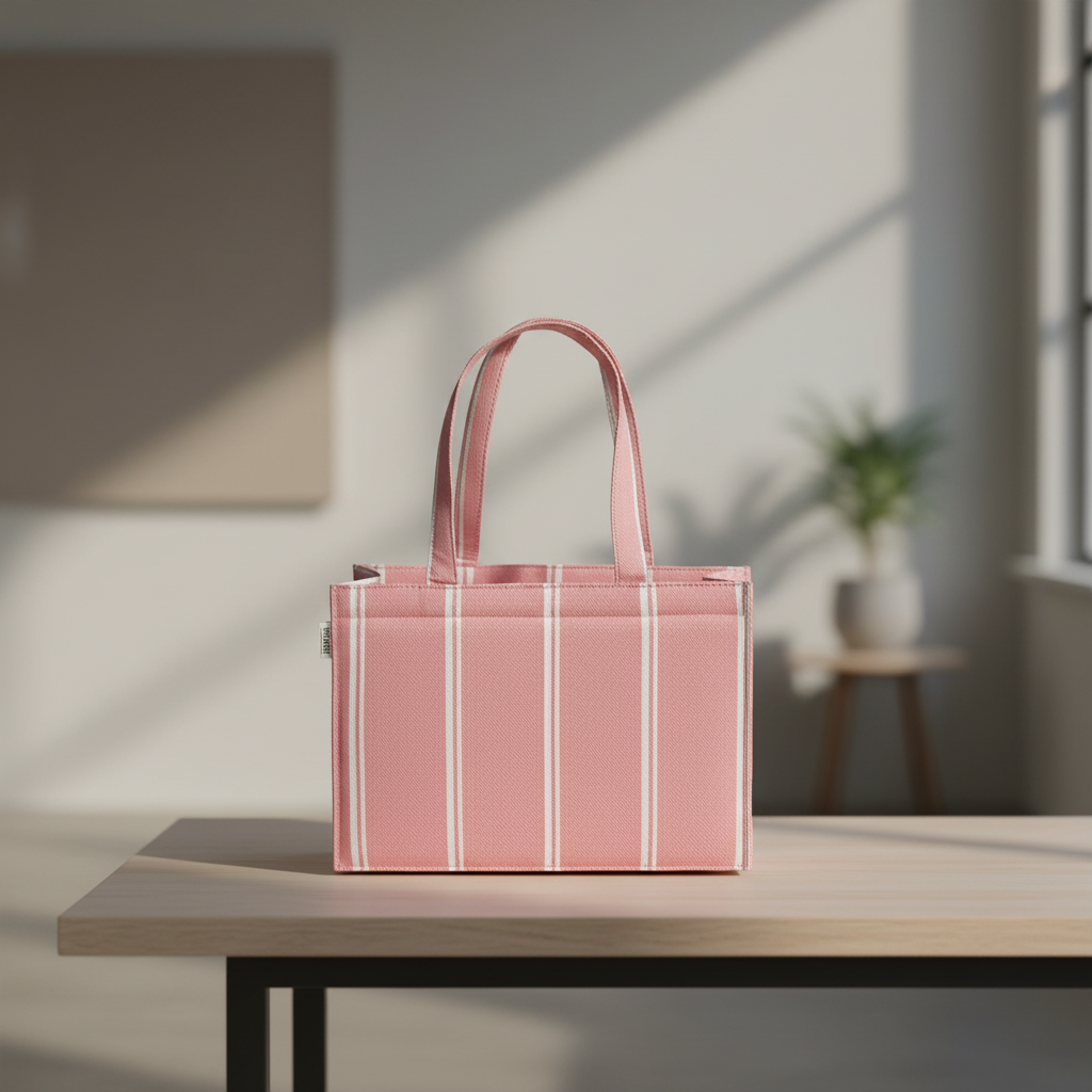 Pink Whisper Striped Tote – Summer Charm