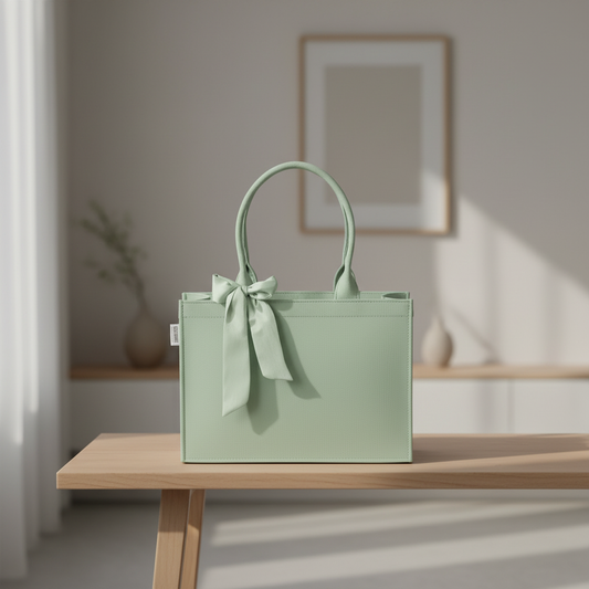 Muted Pistachio Velvet Tote – Soft, Stylish & Eco-Friendly Elegance