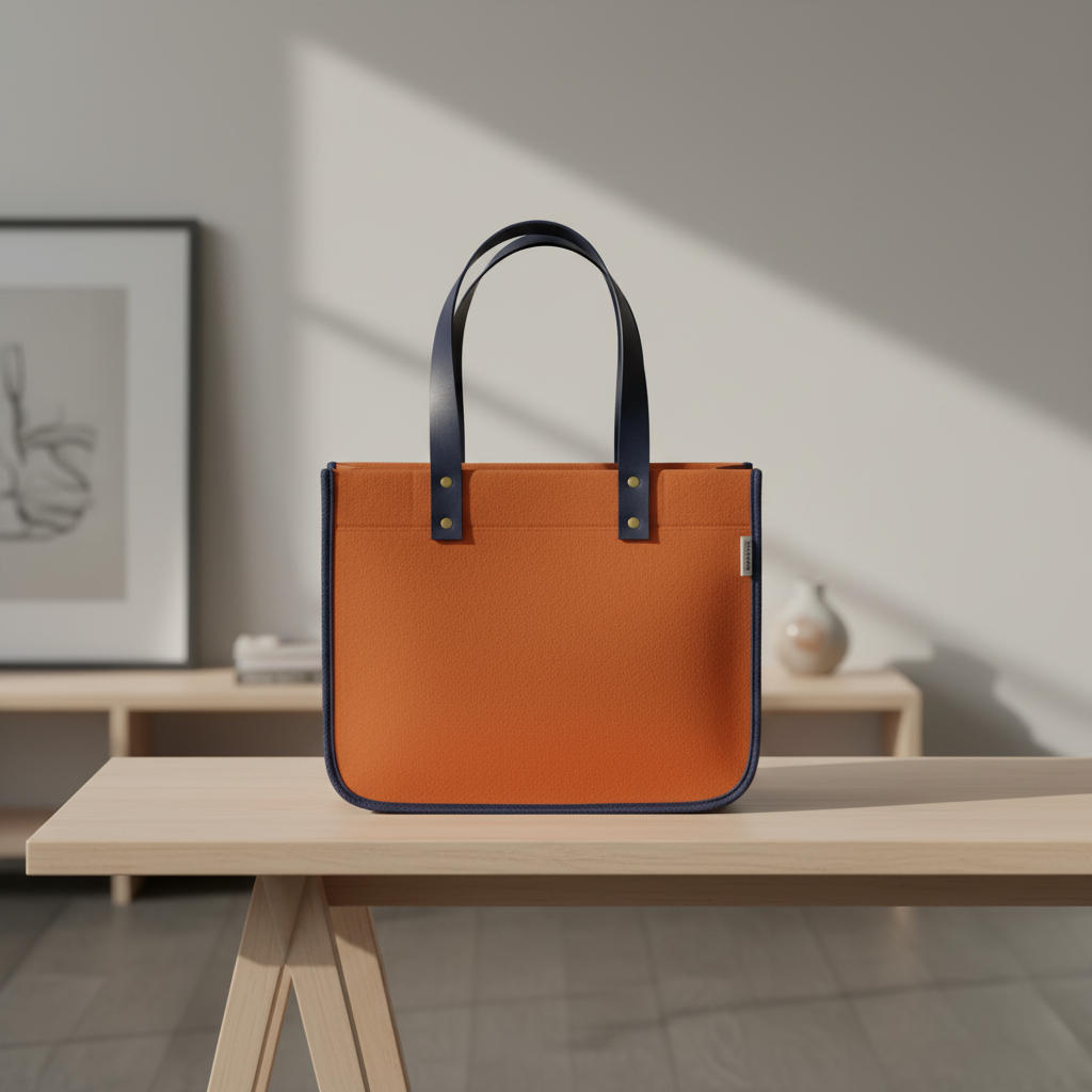 SHEIKHOZ - Canvas with Navy Leather Handles and Piping