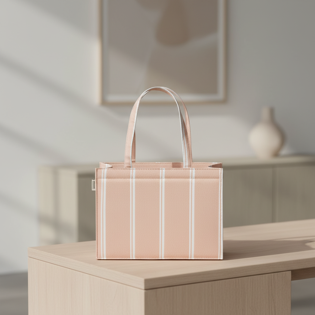 Peach Blush Striped Tote – Soft & Stylish Summer Vibes