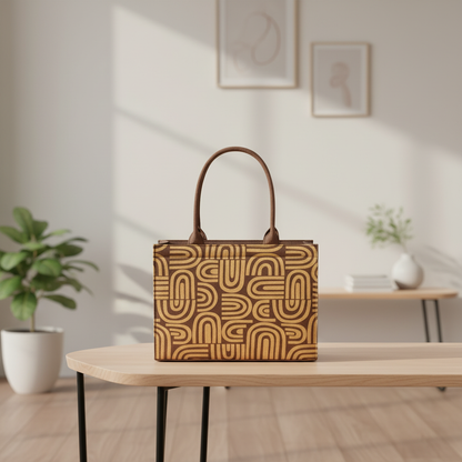 Rustic Doodle Brown Tote – Eco-Chic Statement Handbag