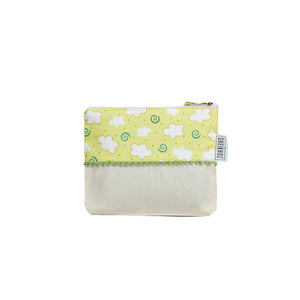 Cosmetic Bag Green & Off White - Travel Cosmetics Clutch Storage Pouch