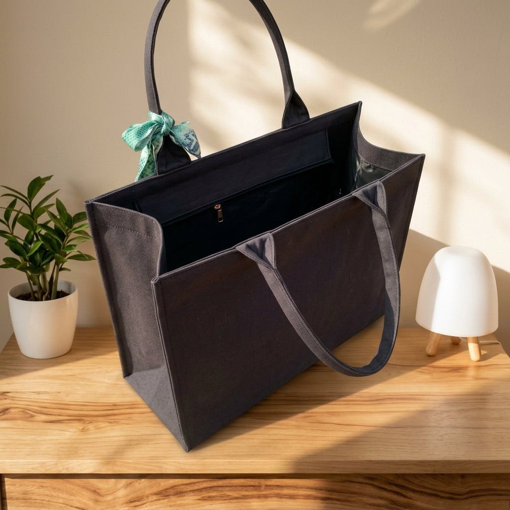 Midnight Grace Deep Charcoal Tote