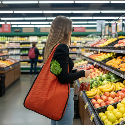 Pop Tote - Orange Striper Tote with Piping