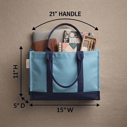Sky blue and navy handles with compartments