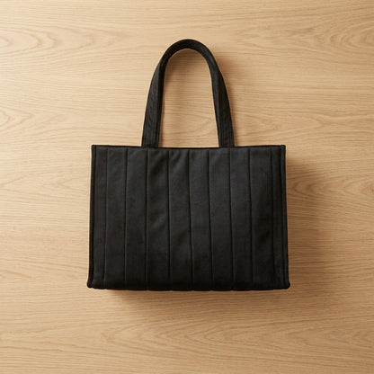 Black Velvet Quilted Tote Bag – Stylish & Versatile