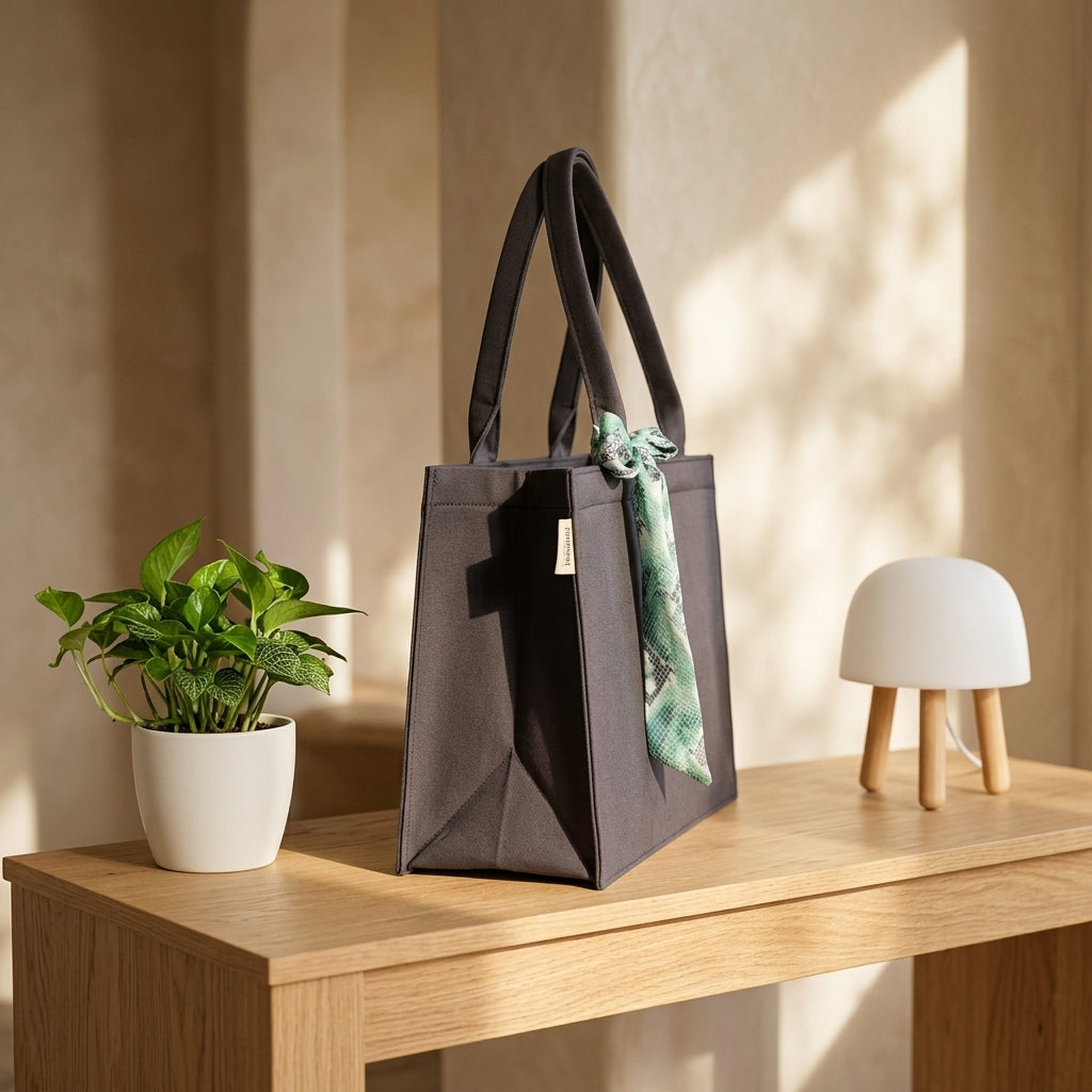 Midnight Grace Deep Charcoal Tote